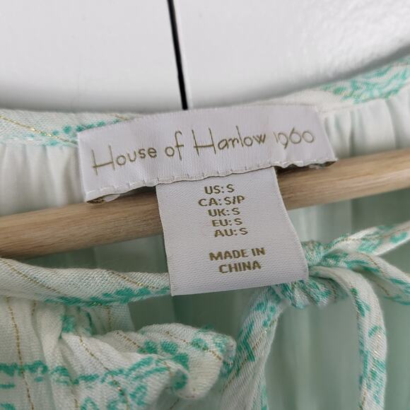 REVOLVE House of Harlow 1960 Ajay Paisley Long Sleeve Ruffle Smock Mini Dress S - Picture 6 of 9